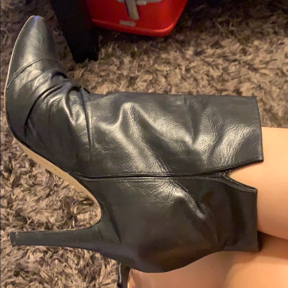 Black leather ankle boots